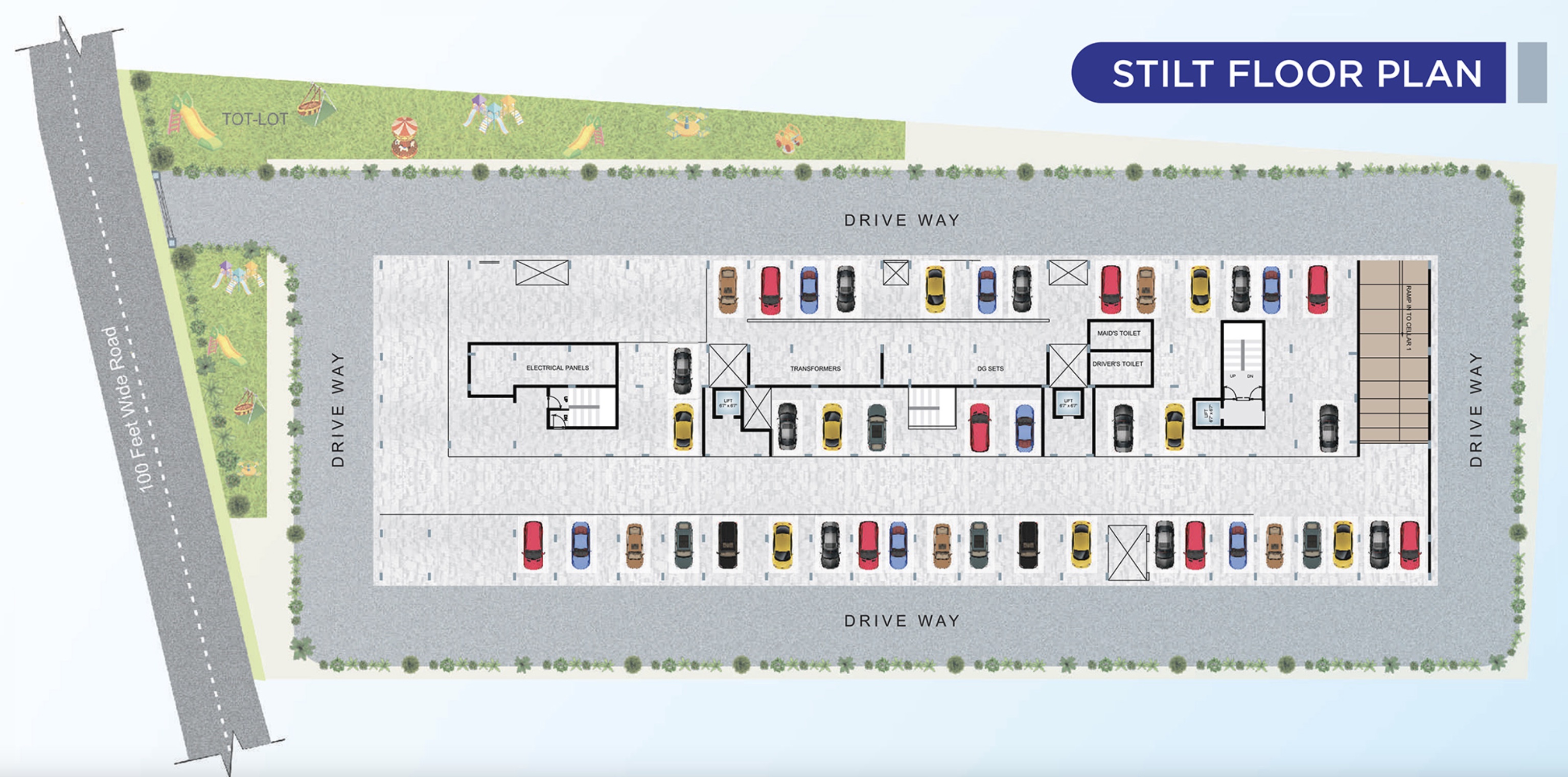 Home Town Heights stilt floor parking layout